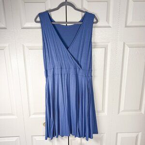 V neck summer dress blue